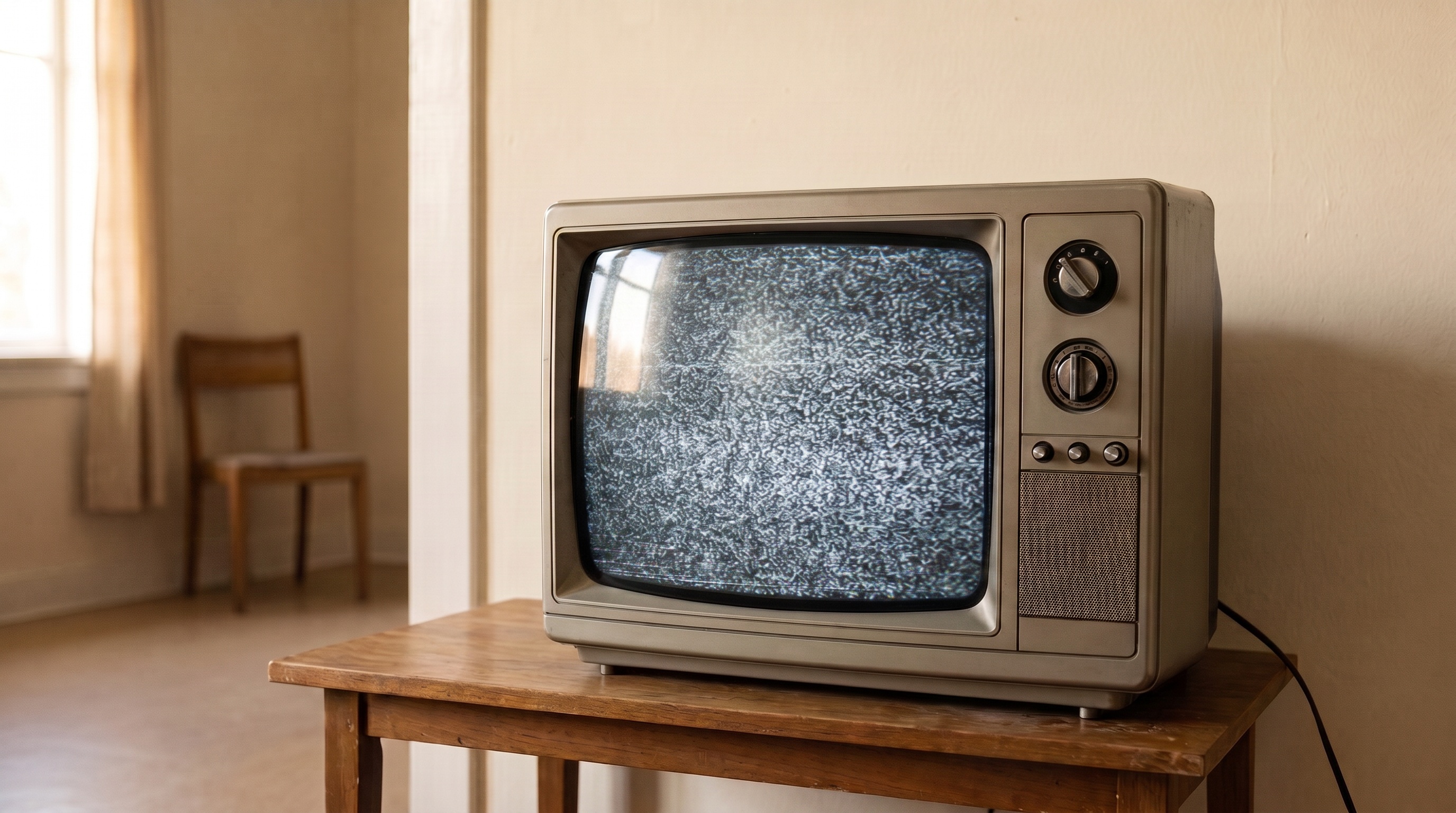 Alter Röhrenfernseher zeigt Bildrauschen als Sinnbild für widersprüchliche Informationen über ein Unternehmen.